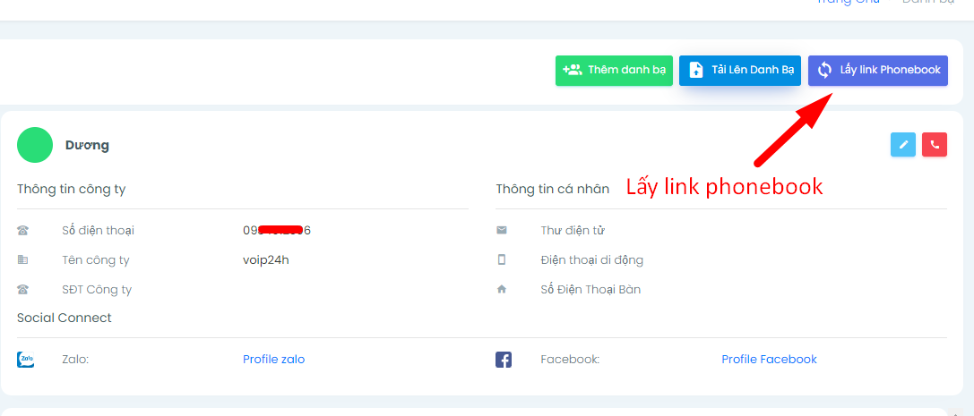 Giao diện phần mềm quản lý Tổng đài ảo Buss Call