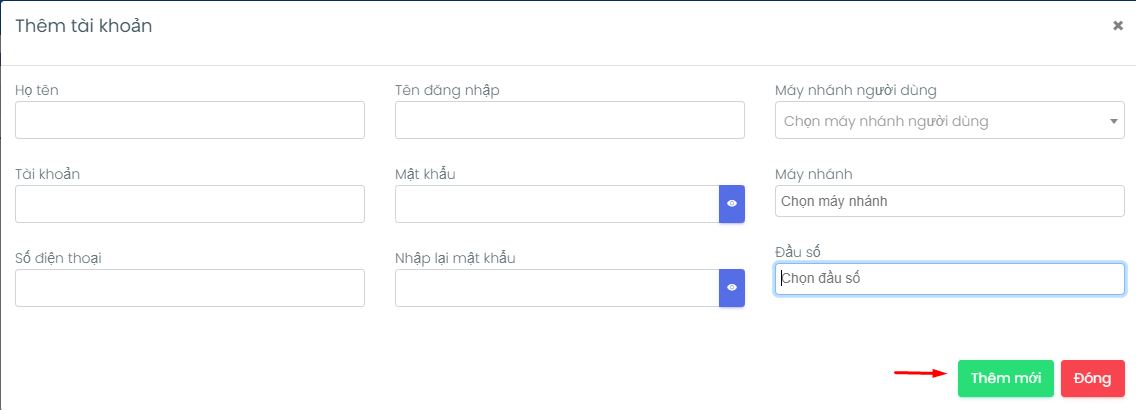 Giao diện phần mềm quản lý Tổng đài ảo Buss Call